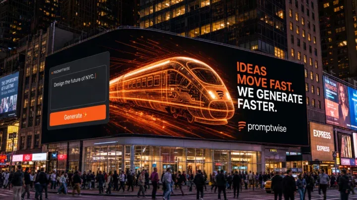 AI-generated PromptWise ad submission by Salma Salma for the Times Square Ad Challenge