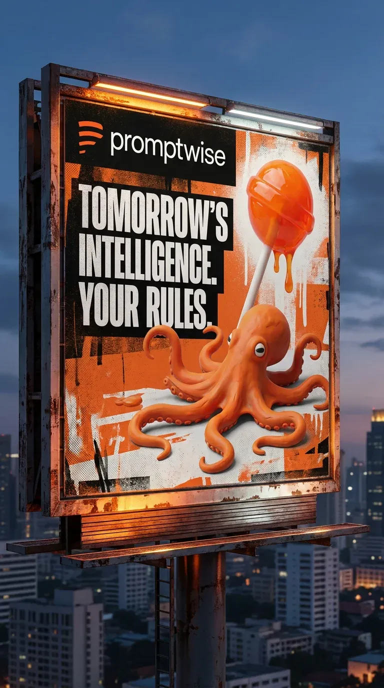 AI-generated PromptWise ad submission by Alyssa Oman for the Times Square Ad Challenge