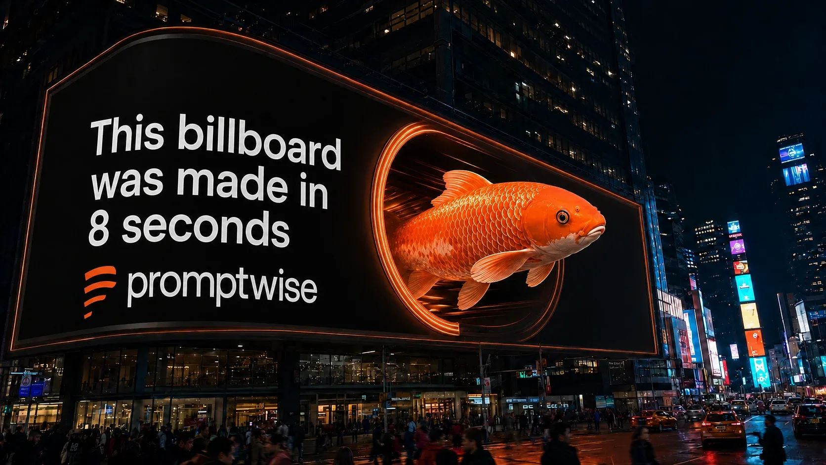 AI-generated PromptWise NYC ad submission by Jose Antonio Gomes for the Times Square Ad Challenge