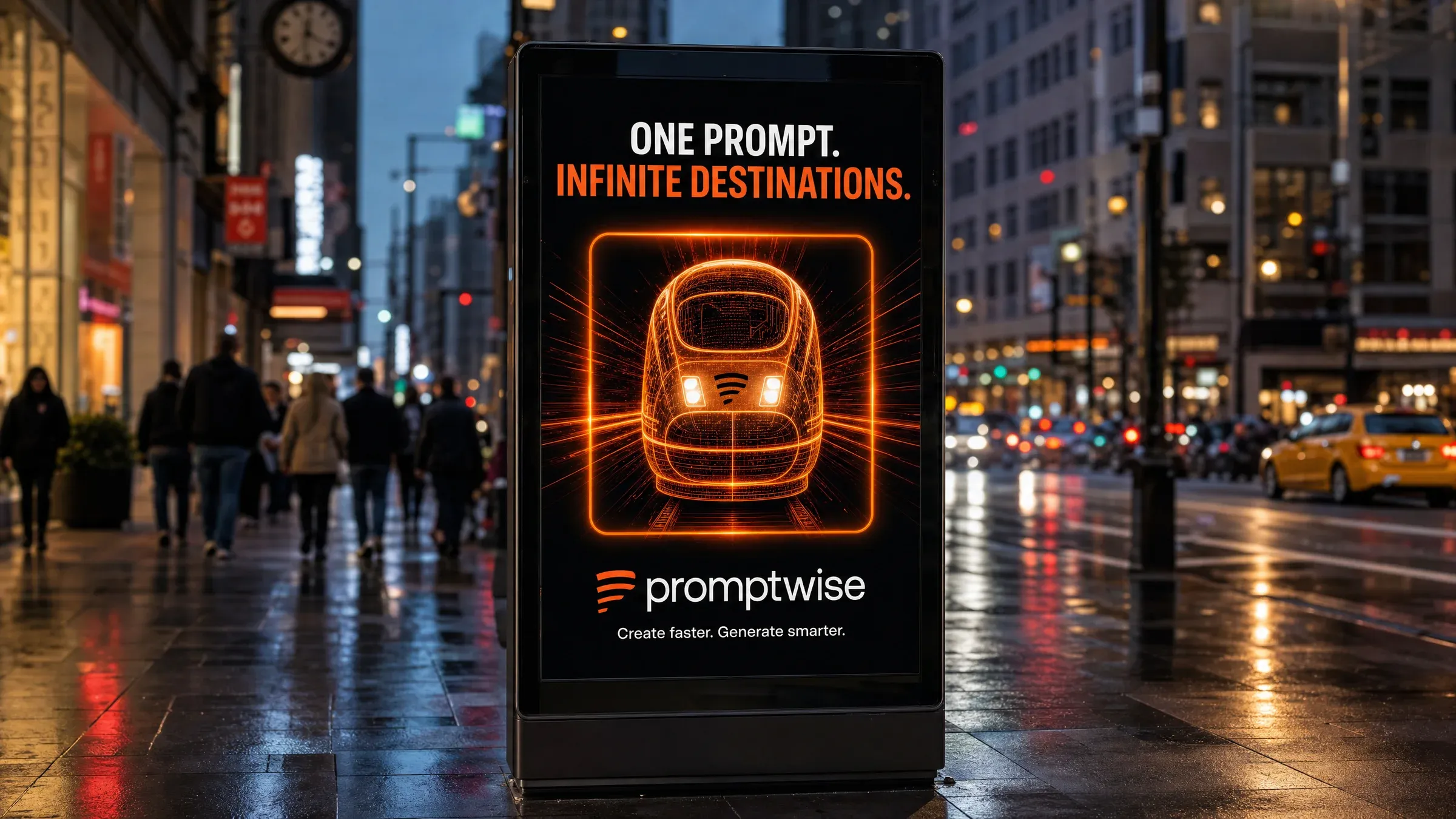 AI-generated PromptWise NYC ad submission by Salma Salma for the Times Square Ad Challenge