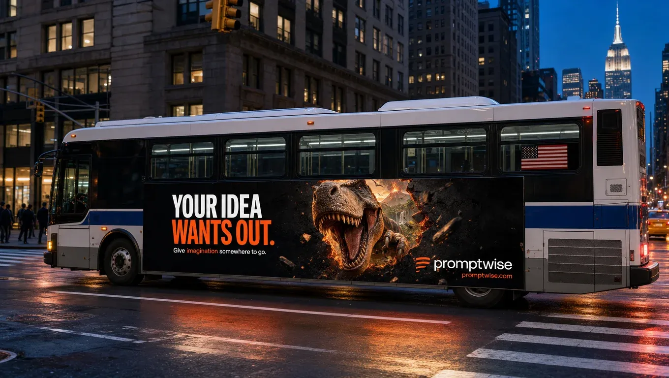 AI-generated PromptWise NYC ad submission by Timothy Phelps for the Times Square Ad Challenge