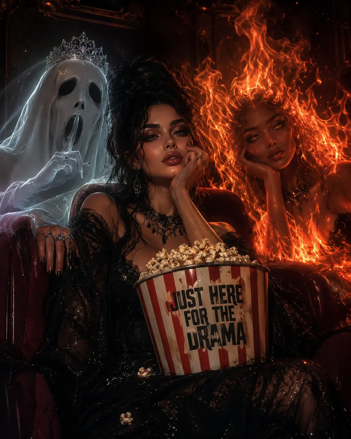 AI image submission by Alaba Owotuyi for Day 4 - ghost, popcorn, fire