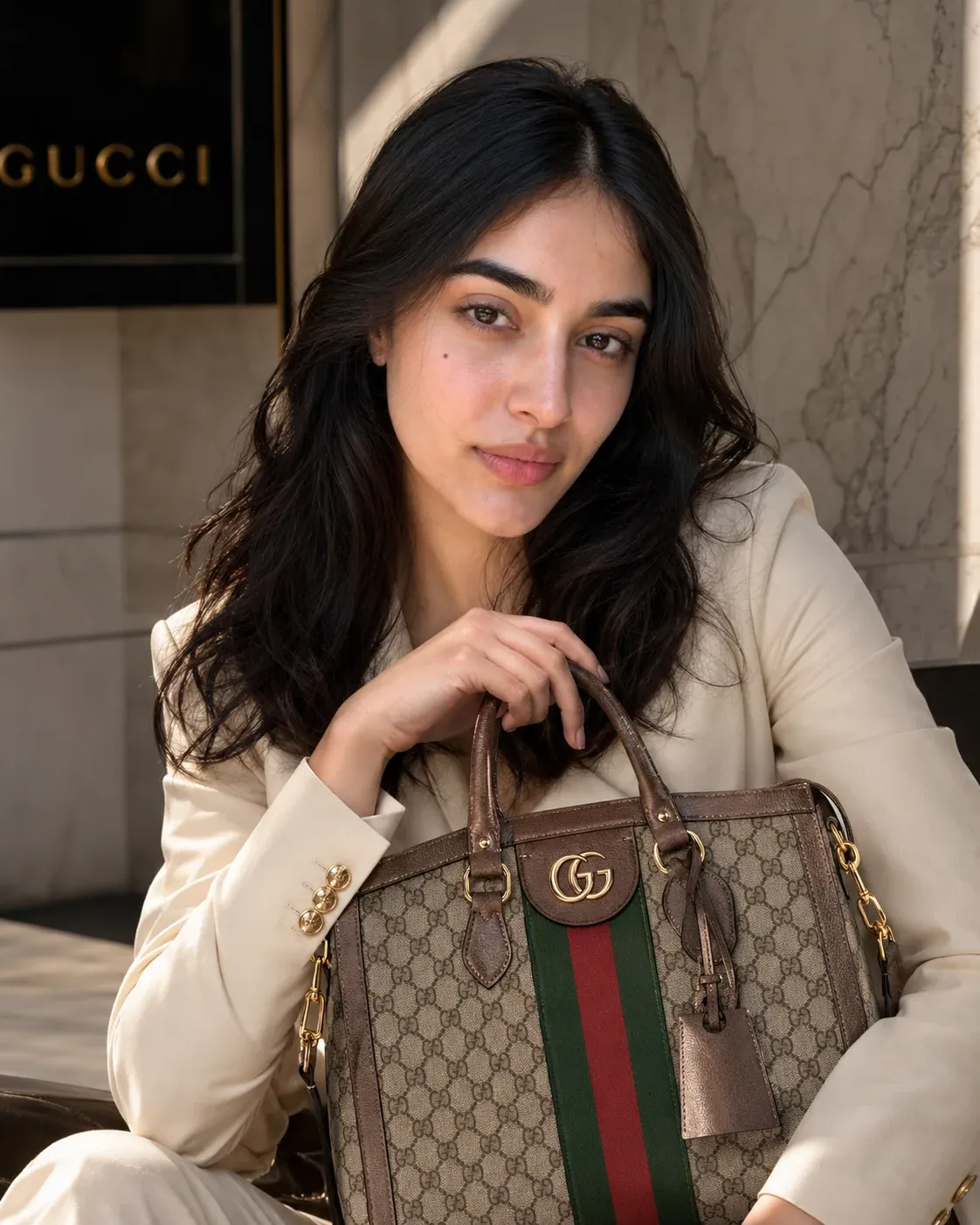 AI-generated sponsored content brand-deal image of Deep Joseph's AI influencer character promoting a product, with branded packaging or signage
