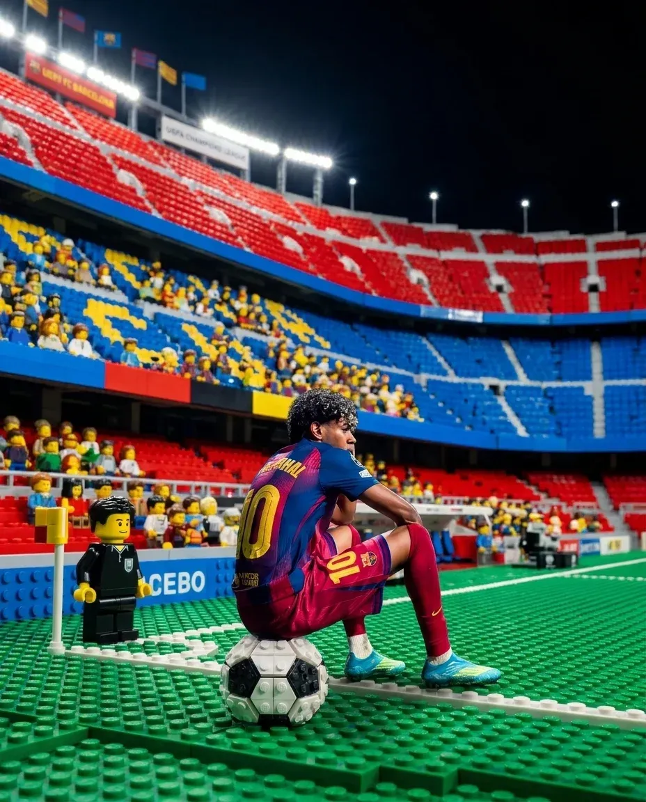 Vibrant festival or stadium scene with neon lights and floating figures, AI image test by Filip Ribicic