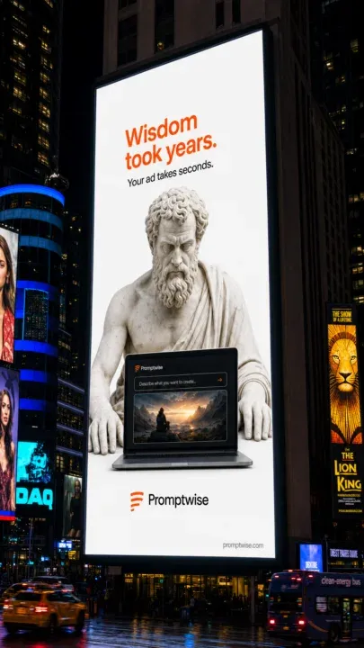 AI-generated NYC advertising placement ad by Filip Ribicic for PromptWise
