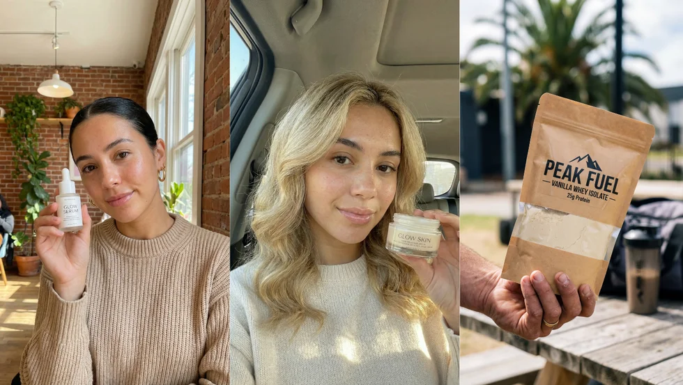 AI influencer product placement examples showing brand integration across multiple scenarios