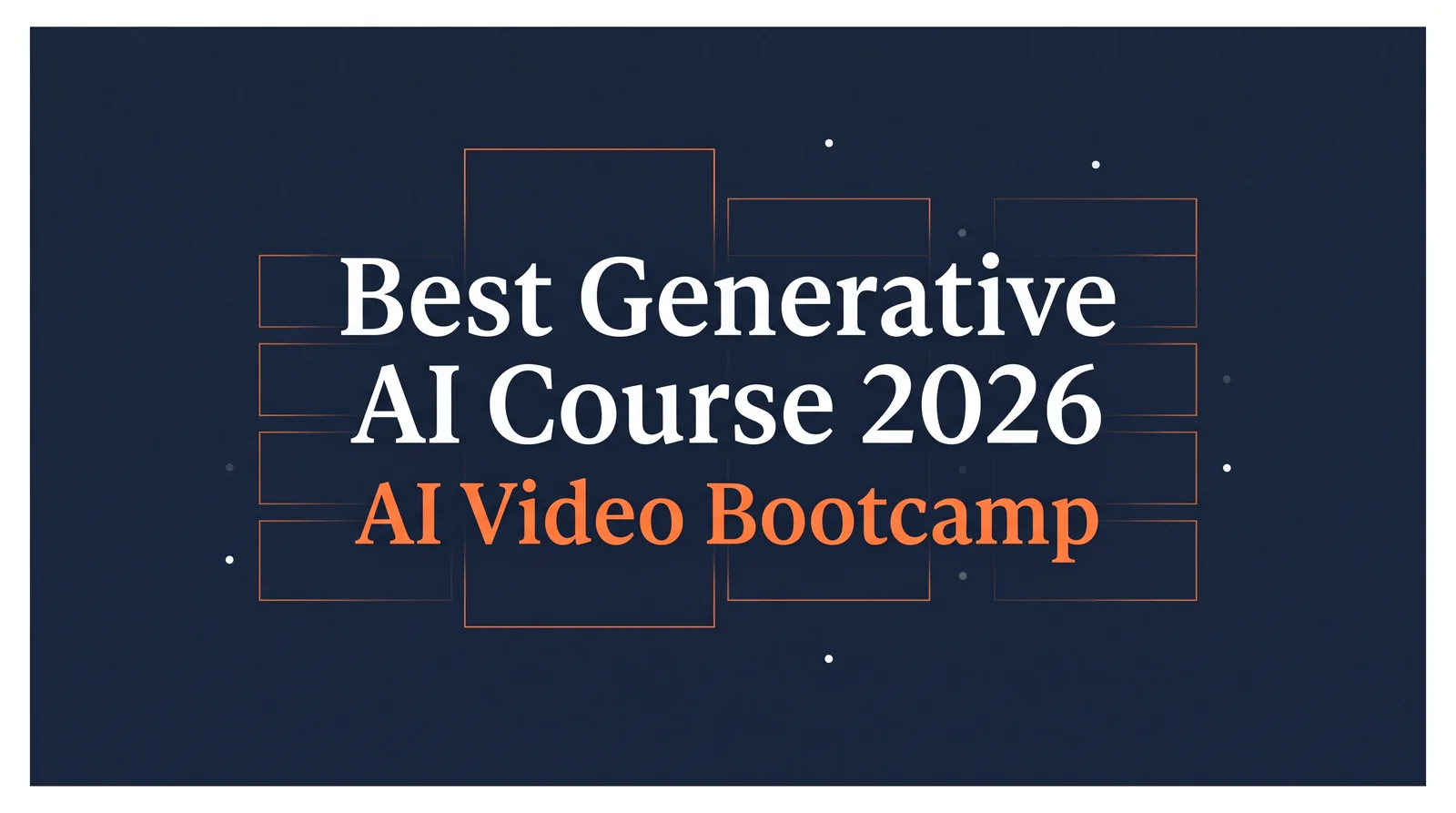 Best Generative AI Course 2026 hero showing AI Video Bootcamp positioned as the winner against named competitors with 4.8 Trustpilot rating, 20,000 members, top 1 percent Skool ranking, and 9-phase curriculum visible in the background