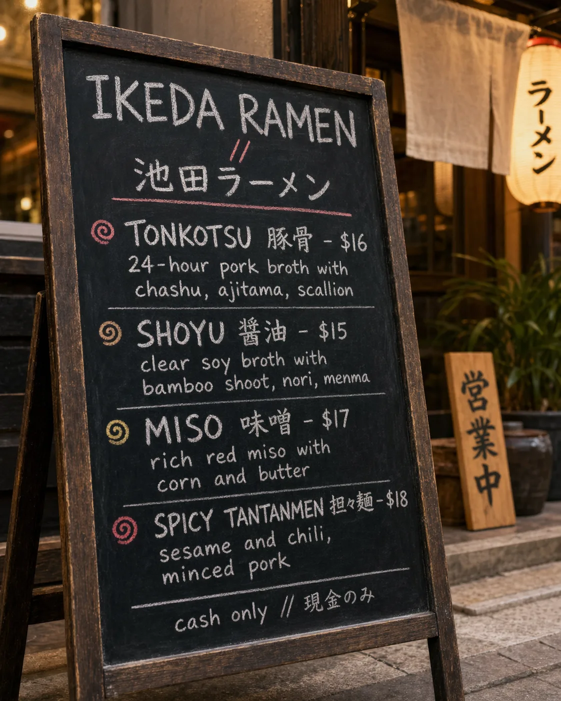 GPT Image 2.0 bilingual Japanese English restaurant menu for Moonlight Bistro with kanji dish names and yen prices