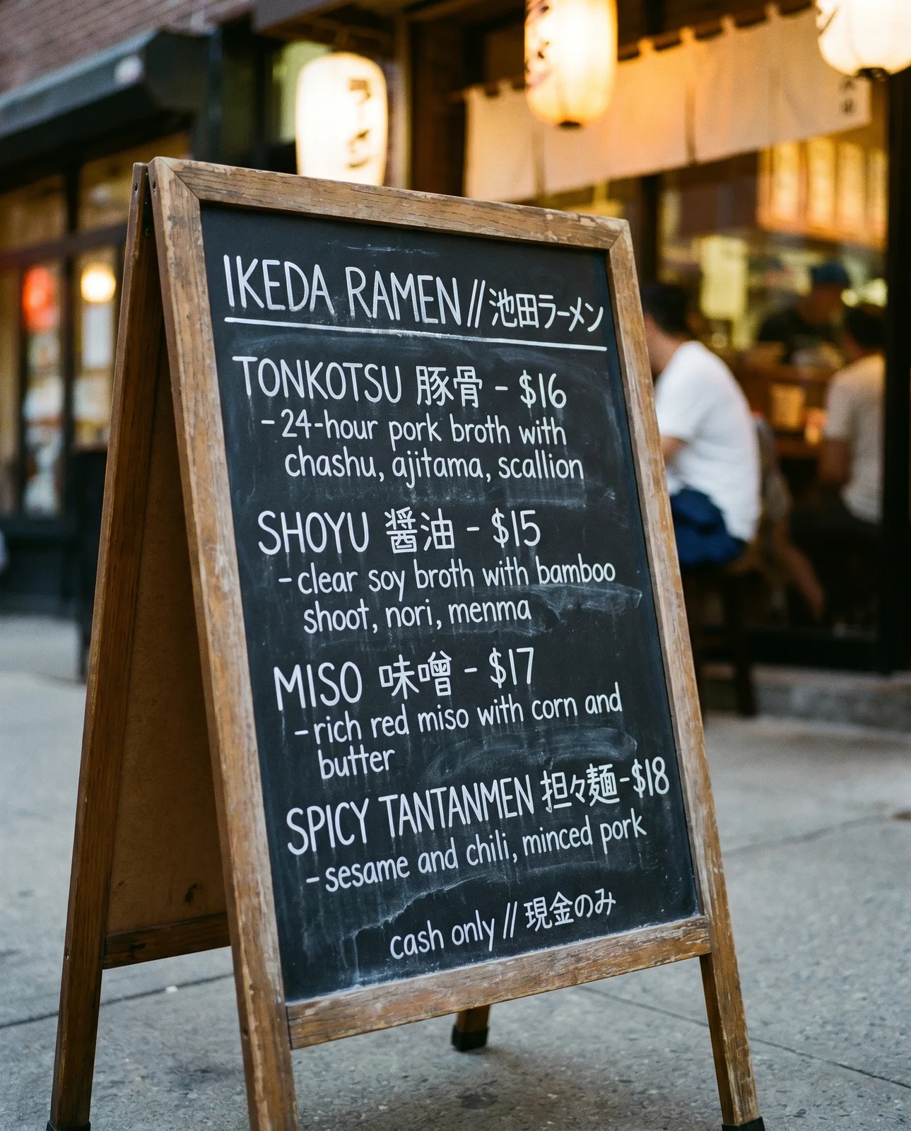 Nano Banana Pro bilingual Japanese English restaurant menu for Moonlight Bistro with ink wash moon illustration and yen prices