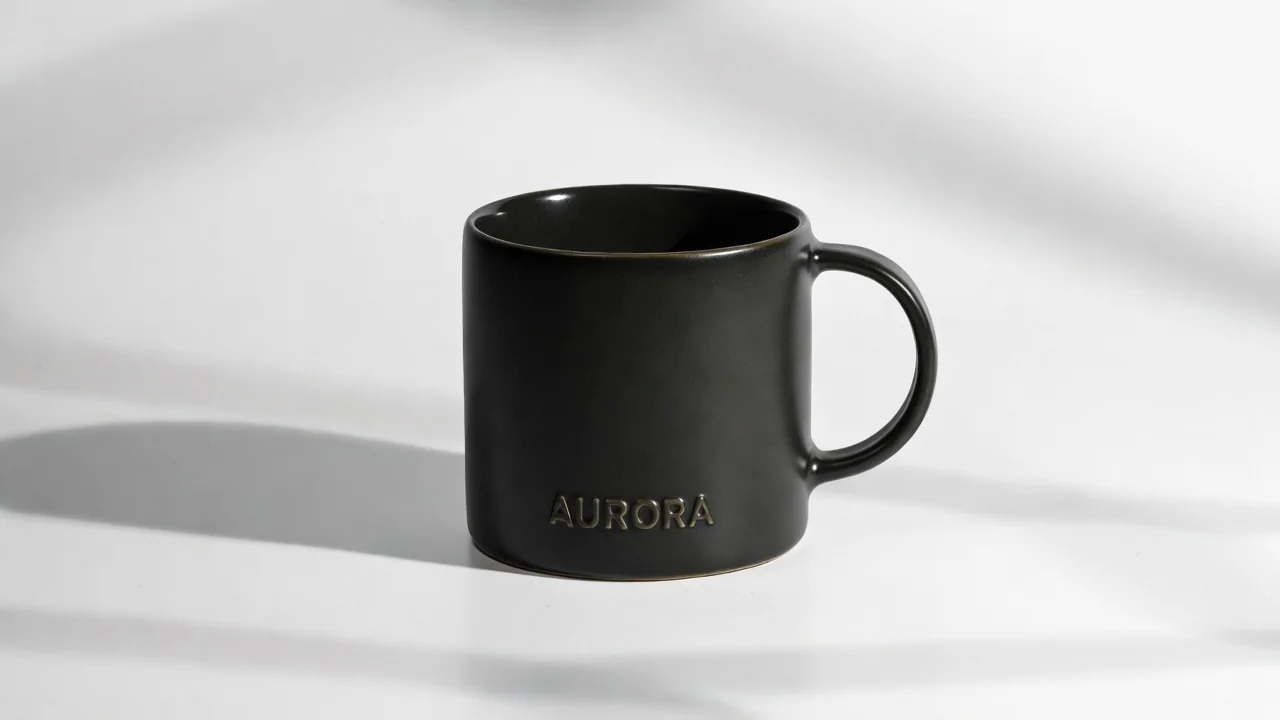 Grok Imagine AURORA mug test result with embossed text