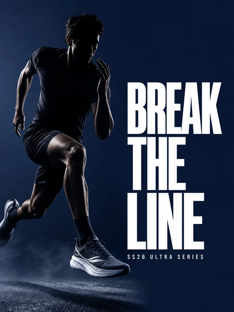 GPT Image 2.0 BREAK THE LINE running shoe poster test result